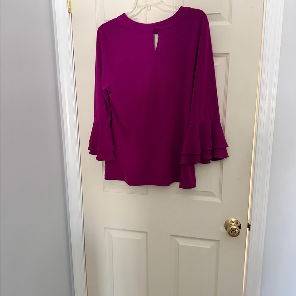 Charter Club Magenta Ruffle Sleeve Blouse